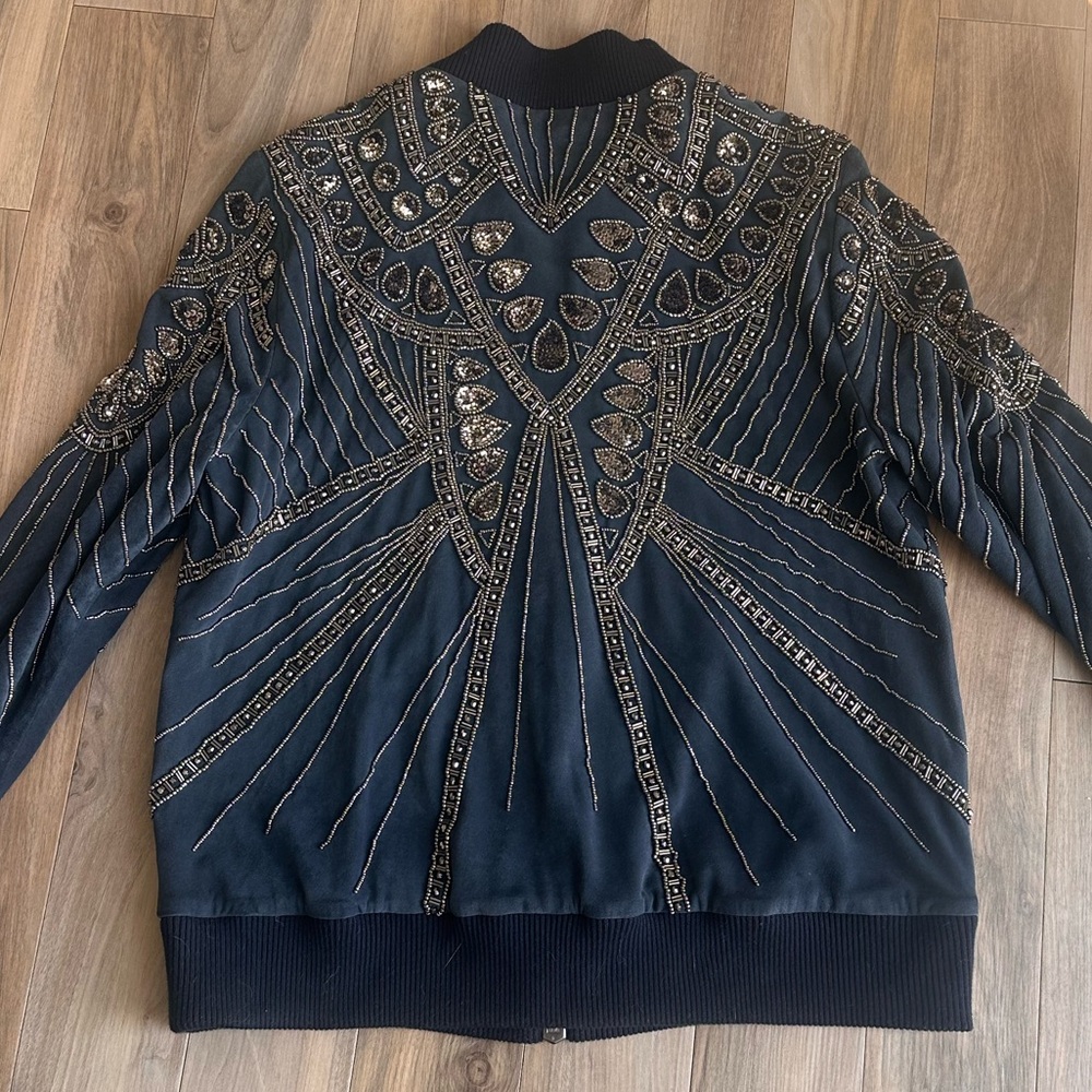Gorgeous Haute Hippie Navy Suede Bomber Jacket - Women - Picture 3 of 4